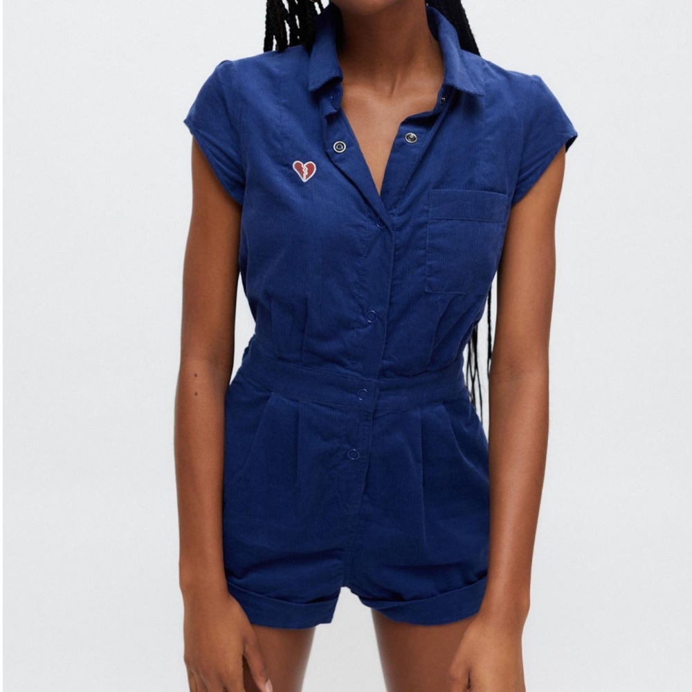UO Quinn Shortie “Knockout” embroidered Romper